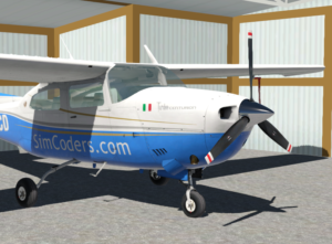 Cessna 210 sitting in the hangar